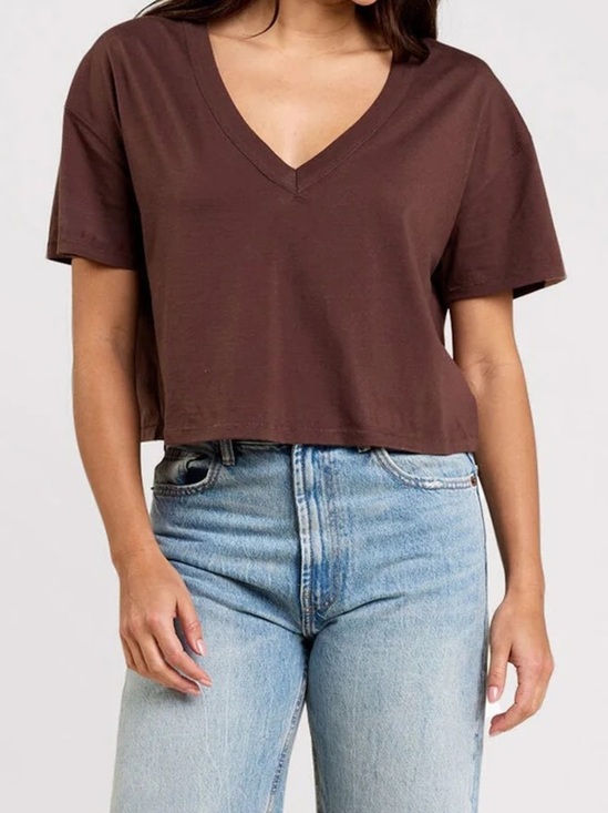 nuuds Tops - Nuuds Boxy V-Neck Tee : Medium